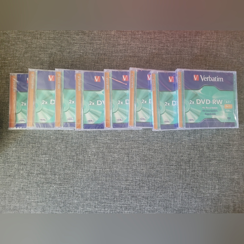 NEW DVDS-RW 2 X Re-Recordable, 8 in total,still in plastic wrap.
